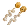 1 Pair Baroque Style Geometric Freshwater Pearl Copper Plating 18k Gold Plated Drop Earrings