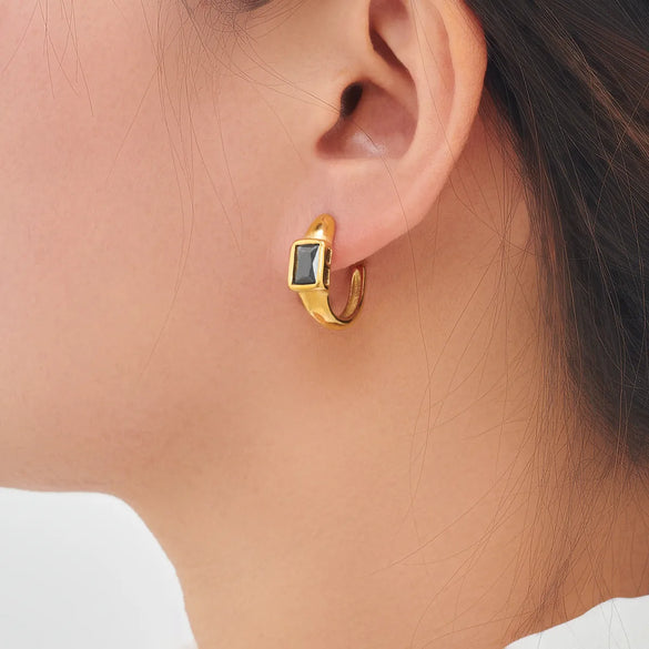 1 Pair Baroque Style Novelty Simple Style C Shape Inlay 304 Stainless Steel Zircon 18K Gold Plated Ear Studs