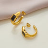 1 Pair Baroque Style Novelty Simple Style C Shape Inlay 304 Stainless Steel Zircon 18K Gold Plated Ear Studs