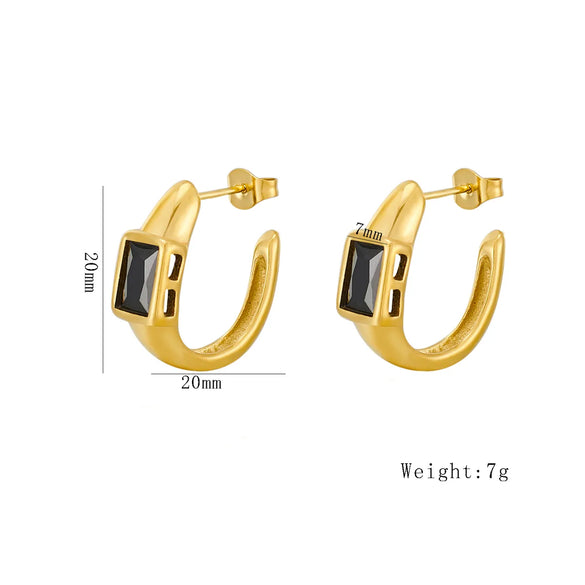 1 Pair Baroque Style Novelty Simple Style C Shape Inlay 304 Stainless Steel Zircon 18K Gold Plated Ear Studs