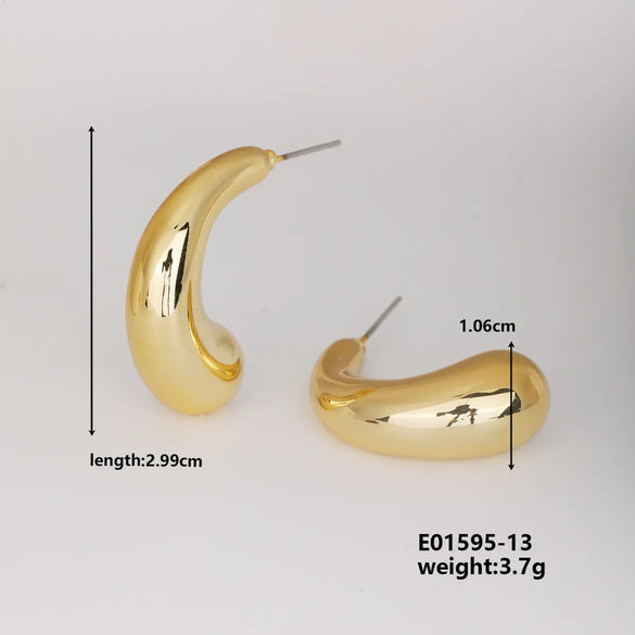 1 Pair Basic Classic Style Geometric Star Heart Shape Irregular Ccp K Gold Plated Ear Studs