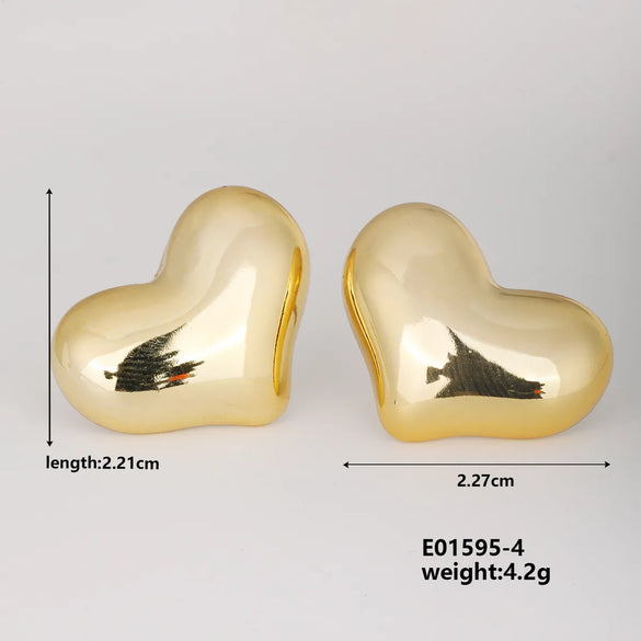 1 Pair Basic Classic Style Geometric Star Heart Shape Irregular Ccp K Gold Plated Ear Studs