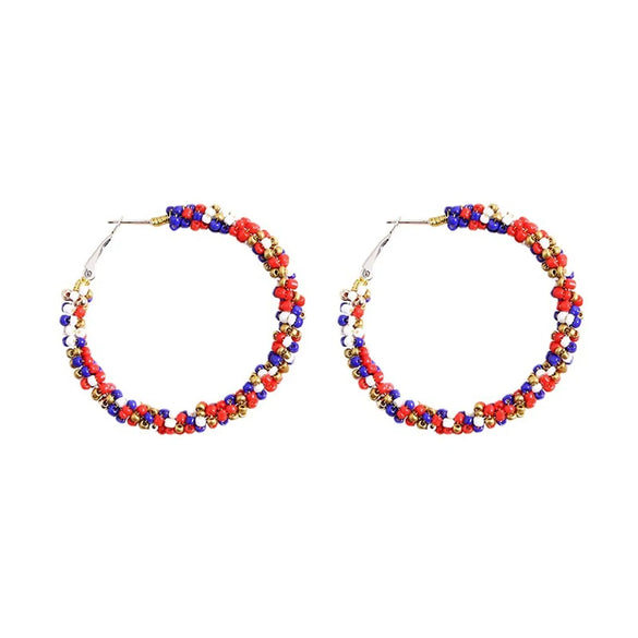 1 Pair Basic Color Block Beaded Seed Bead Earrings
