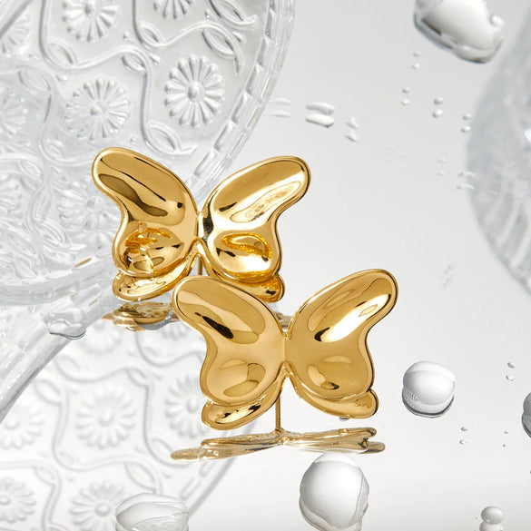 1 Pair Basic Modern Style Classic Style Butterfly 316 Stainless Steel  No Inlaid 16K Gold Plated White Gold Plated Gold Plated Ear Studs