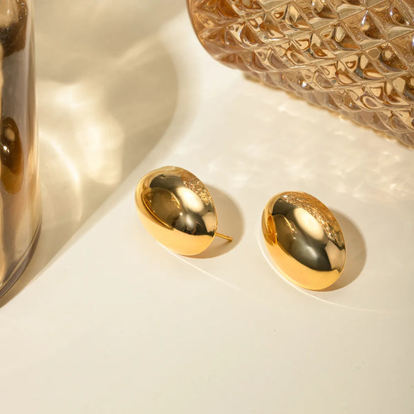 1 Pair Basic Modern Style Classic Style Oval Plating 304 Stainless Steel 18K Gold Plated Ear Studs