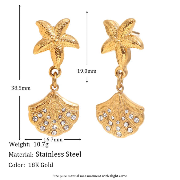 1 Pair Basic Modern Style Classic Style Starfish Flower Bow Knot Plating 304 Stainless Steel 18K Gold Plated Drop Earrings Ear Studs
