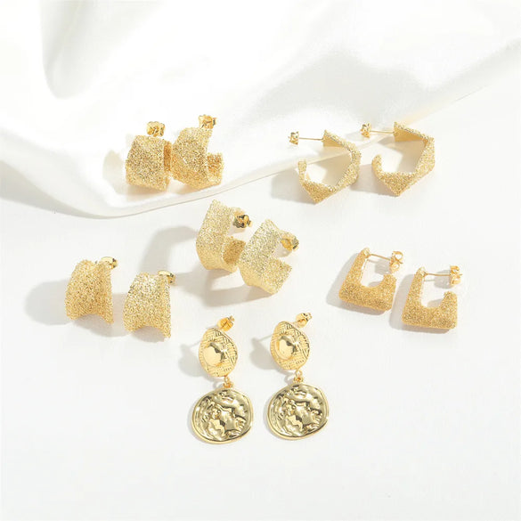 1 Pair Basic Modern Style Classic Style U Shape Copper 14K Gold Plated Drop Earrings