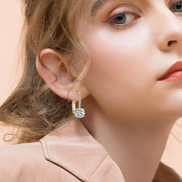 1 Pair Basic Simple Style Classic Style U Shape Geometric Plating Inlay Copper Zircon 14K Gold Plated Silver Plated Drop Earrings