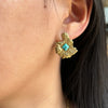 1 Pair Basic Vintage Style Commute Leaves Inlay 304 Stainless Steel Turquoise 18K Gold Plated Ear Studs