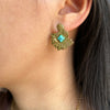1 Pair Basic Vintage Style Commute Leaves Inlay 304 Stainless Steel Turquoise 18K Gold Plated Ear Studs