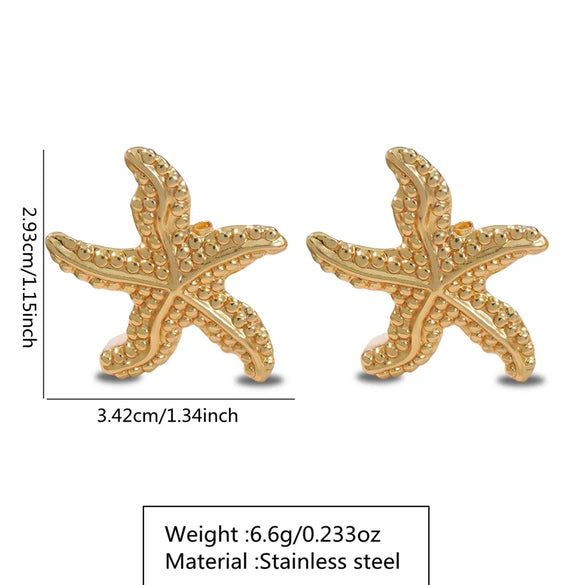 1 Pair Beach Simple Style Classic Style Starfish Shell 304 Stainless Steel Imitation Gold  Ear Studs