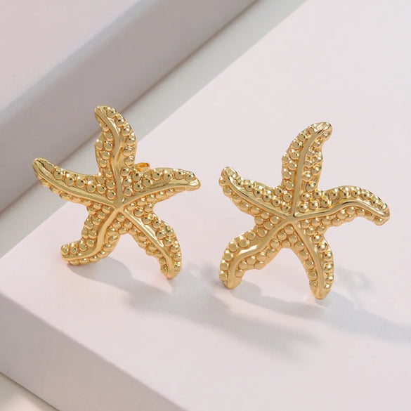1 Pair Beach Simple Style Classic Style Starfish Shell 304 Stainless Steel Imitation Gold  Ear Studs