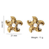 1 Pair Beach Starfish Inlay 304 Stainless Steel Pearl Ear Studs