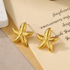1 Pair Beach Starfish Plating 304 Stainless Steel 18K Gold Plated Ear Studs