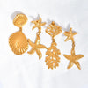 1 Pair Beach Starfish Shell Plating 304 Stainless Steel 18K Gold Plated Drop Earrings