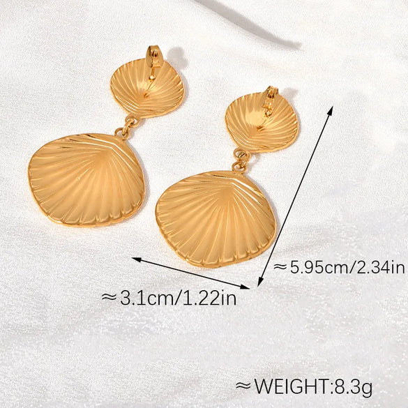 1 Pair Beach Starfish Shell Plating 304 Stainless Steel 18K Gold Plated Drop Earrings