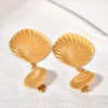 1 Pair Beach Starfish Shell Plating 304 Stainless Steel 18K Gold Plated Drop Earrings