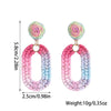 1 Pair Bohemian Beach Pastoral Oval Rattan Iron Drop Earrings