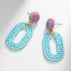 1 Pair Bohemian Beach Pastoral Oval Rattan Iron Drop Earrings