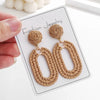 1 Pair Bohemian Beach Pastoral Oval Rattan Iron Drop Earrings