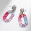 1 Pair Bohemian Beach Pastoral Oval Rattan Iron Drop Earrings