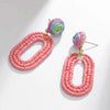 1 Pair Bohemian Beach Pastoral Oval Rattan Iron Drop Earrings