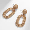 1 Pair Bohemian Beach Pastoral Oval Rattan Iron Drop Earrings