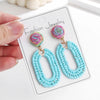 1 Pair Bohemian Beach Pastoral Oval Rattan Iron Drop Earrings