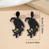 1 Pair Cartoon Style Cute Animal Cat Rose Slice Printing Arylic Drop Earrings