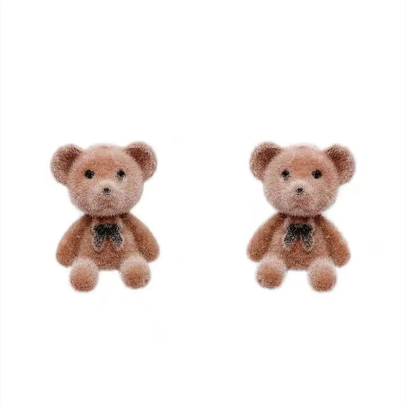 1 Pair Cartoon Style Cute Bear Alloy Ear Studs