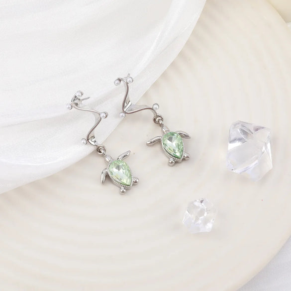 1 Pair Casual Beach Tortoise Inlay Alloy Artificial Pearls Glass Ear Studs