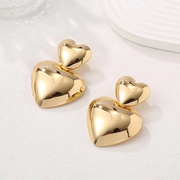 1 Pair Casual Classic Style Cool Style Oval Water Droplets Heart Shape Alloy Ear Studs