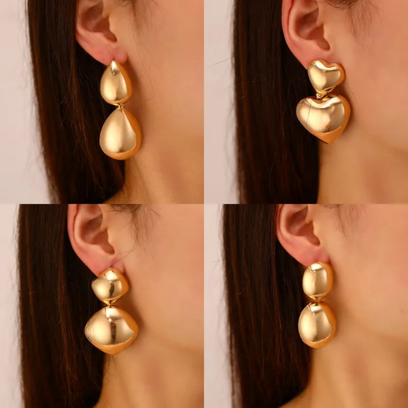 1 Pair Casual Classic Style Cool Style Oval Water Droplets Heart Shape Alloy Ear Studs