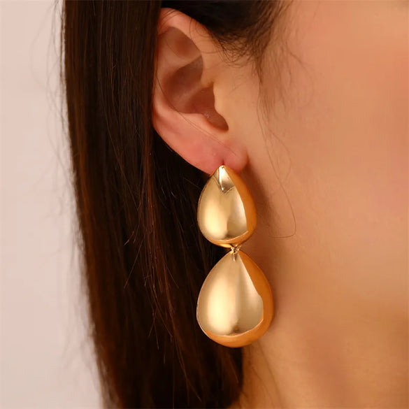 1 Pair Casual Classic Style Cool Style Oval Water Droplets Heart Shape Alloy Ear Studs