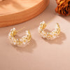 1 Pair Casual Elegant Flower Plating Alloy Rhinestones Pearl 14k Gold Plated Ear Studs