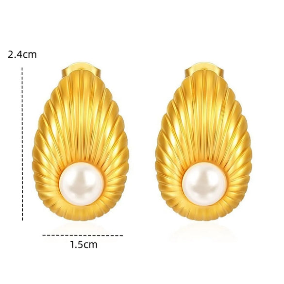 1 Pair Casual Elegant Romantic Geometric Flower Rectangle Inlay 304 Stainless Steel Pearl Ear Studs