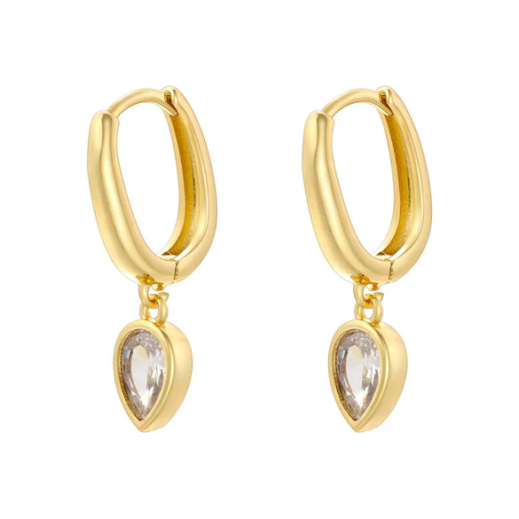 1 Pair Casual Elegant Simple Style Water Droplets Heart Shape Inlay Copper Zircon 18K Gold Plated Drop Earrings