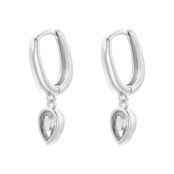 1 Pair Casual Elegant Simple Style Water Droplets Heart Shape Inlay Copper Zircon 18K Gold Plated Drop Earrings