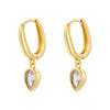 1 Pair Casual Elegant Simple Style Water Droplets Heart Shape Inlay Copper Zircon 18K Gold Plated Drop Earrings