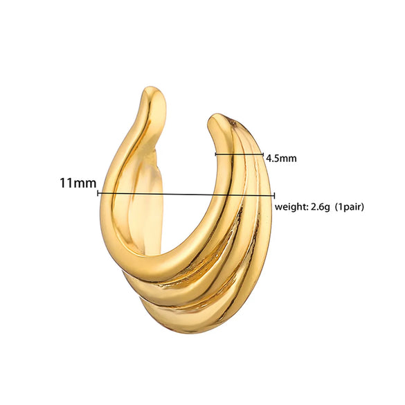 1 Pair Casual Elegant Vintage Style C Shape Plating Copper 18k Gold Plated Ear Cuffs