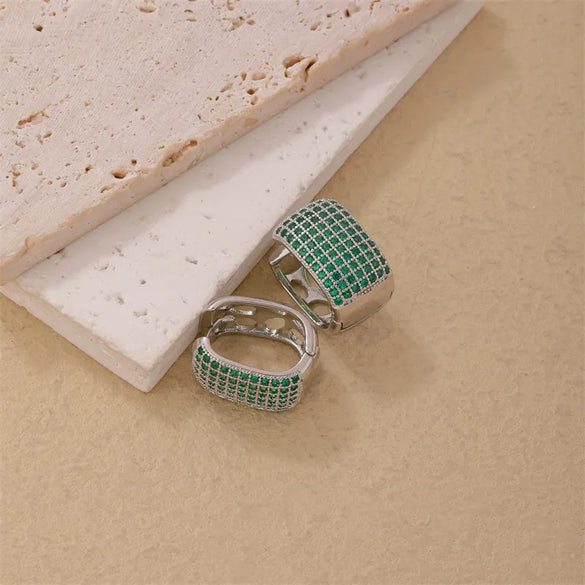 1 Pair Casual Glam Shiny Color Block Plating Inlay Copper Zircon K Gold Plated Rhodium Plated Earrings