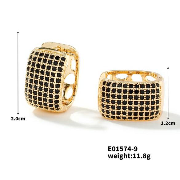 1 Pair Casual Glam Shiny Color Block Plating Inlay Copper Zircon K Gold Plated Rhodium Plated Earrings