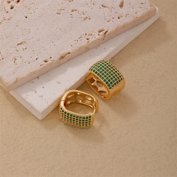 1 Pair Casual Glam Shiny Color Block Plating Inlay Copper Zircon K Gold Plated Rhodium Plated Earrings