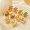1 Pair Casual Glam Shiny Color Block Plating Inlay Copper Zircon K Gold Plated Rhodium Plated Earrings