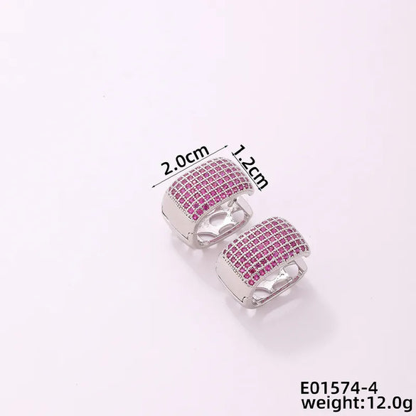 1 Pair Casual Glam Shiny Color Block Plating Inlay Copper Zircon K Gold Plated Rhodium Plated Earrings