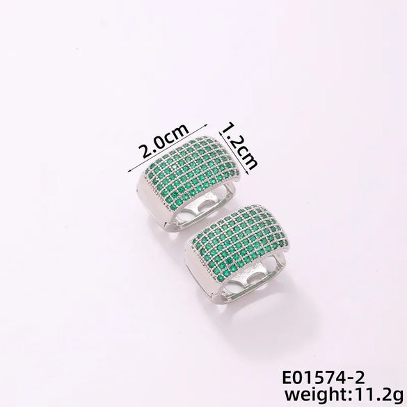 1 Pair Casual Glam Shiny Color Block Plating Inlay Copper Zircon K Gold Plated Rhodium Plated Earrings