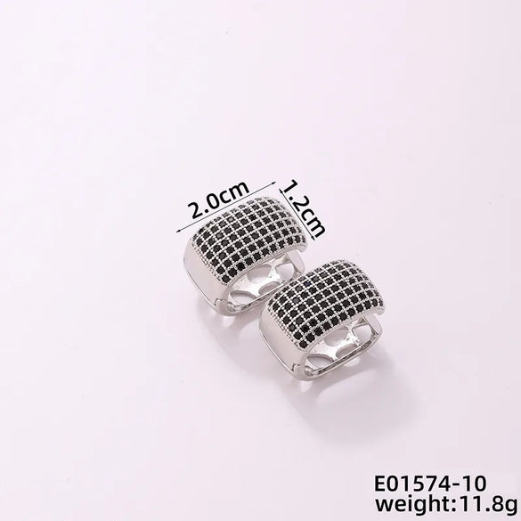1 Pair Casual Glam Shiny Color Block Plating Inlay Copper Zircon K Gold Plated Rhodium Plated Earrings