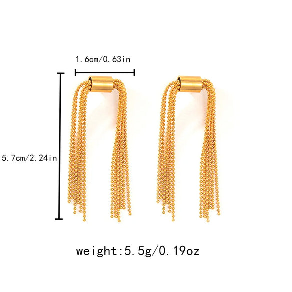 1 Pair Casual Hawaiian Classic Style C Shape Round Tassel Tassel Plating 304 Stainless Steel 14K Gold Plated Drop Earrings