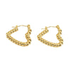 1 Pair Casual Heart Shape 304 Stainless Steel 18K Gold Plated Hoop Earrings