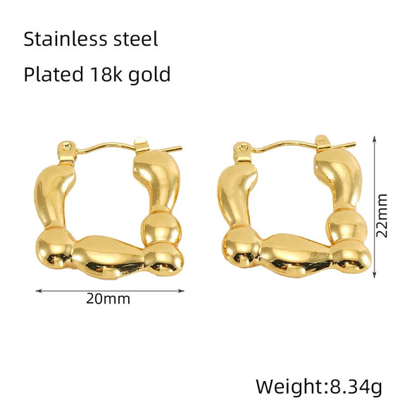 1 Pair Casual Heart Shape 304 Stainless Steel 18K Gold Plated Hoop Earrings